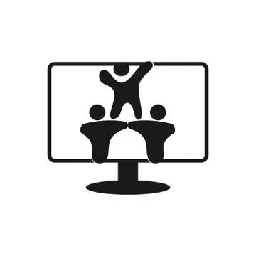 Computer Monitor Commitment Teamwork Together Black Logo Stock Illustration