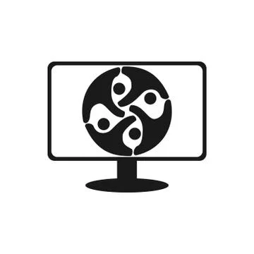 Computer Monitor Commitment Teamwork Together Black Logo Stock Illustration