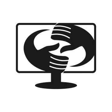 Computer monitor Commitment Teamwork Together Black Logo Stock Illustration