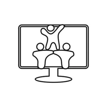 Computer monitor Commitment Teamwork Together Outline Logo Stock Illustration