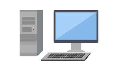 Computer Monitor with Computer System Unit Illustrazione stock