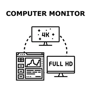 Computer monitor connection concept visualizing display technology Stock Illustration