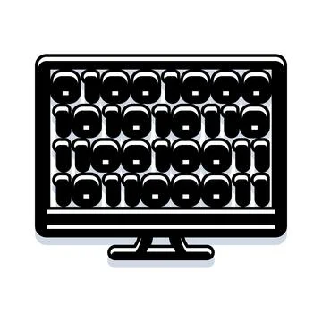 Computer monitor displaying binary code data technology Stock Illustration