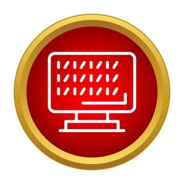 Computer monitor displaying binary code programming icon 스톡 일러스트