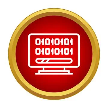 Computer monitor displaying binary code with loading progress bar Stock Illustration