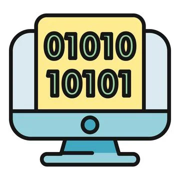 Computer monitor displaying binary code for programming and data 스톡 일러스트