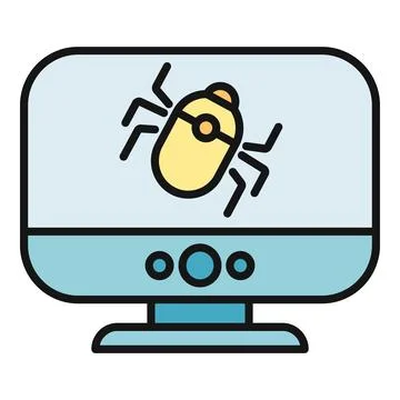 Computer monitor displaying bug icon symbolizing cyber security threat Stockillustratie