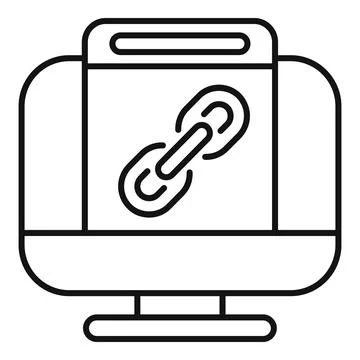 Computer monitor displaying a chain link icon 스톡 일러스트