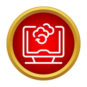 Computer monitor displaying cloud computing synchronization icon Stockillustratie