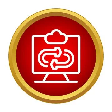 Computer monitor displaying cloud computing synchronization process icon Stock Illustration