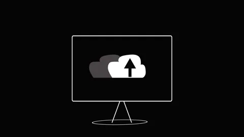 Computer Monitor Displaying Cloud Upload Icon with Dark animation Backgroun.. Stock Footage 331874735