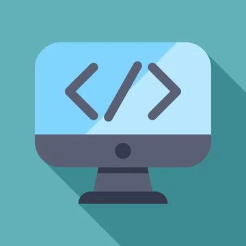 Computer monitor displaying code brackets programming icon Illustrazione stock
