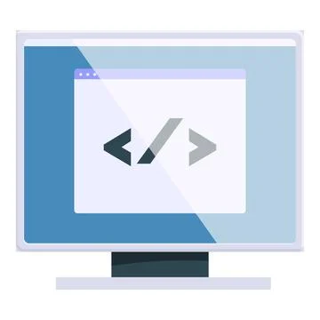 Computer monitor displaying code programming language html css javascript icon Stock Illustration
