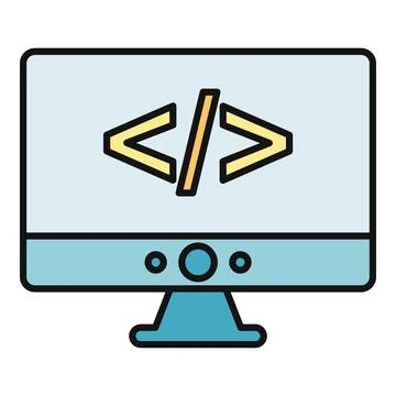 Computer monitor displaying code tag programming icon Stock Illustration