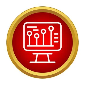 Computer monitor displaying data analysis graph icon Stock Illustration