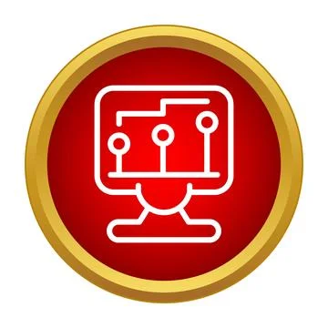Computer monitor displaying data analysis and statistics icon Stock Illustration