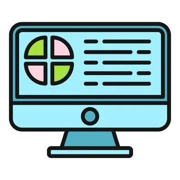 Computer monitor displaying data analysis pie chart icon イラスト素材