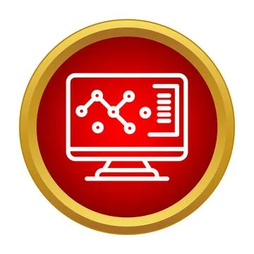 Computer monitor displaying data analysis graph icon Stock Illustration