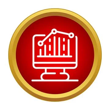Computer monitor displaying data analysis graph icon Stock Illustration