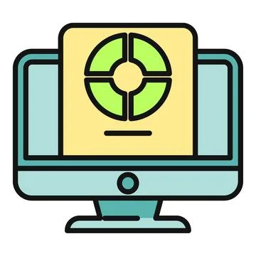 Computer monitor displaying data analysis pie chart 스톡 일러스트