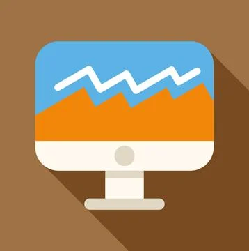Computer monitor displaying data analytics chart flat design Illustrazione stock