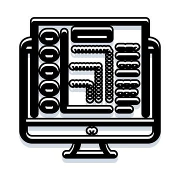 Computer monitor displaying data analytics software dashboard 스톡 일러스트