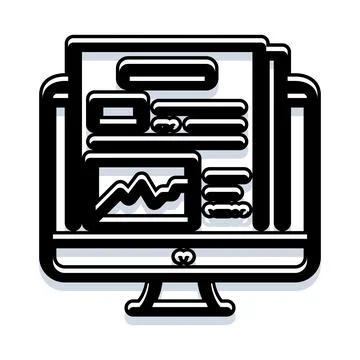 Computer monitor displaying data analytics and business statistics Stock-Illustration