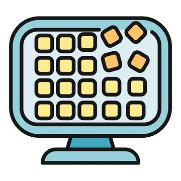 Computer monitor displaying data defragmentation processing icon Stock-Illustration