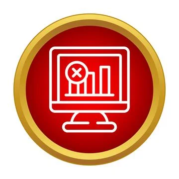 Computer monitor displaying data error red round icon Ilustración de archivo
