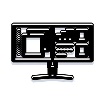 Computer monitor displaying data processing interface 库存插图