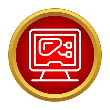 Computer monitor displaying data processing workflow icon イラスト素材