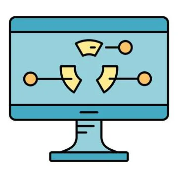Computer monitor displaying data processing and analysis icon Stockillustratie
