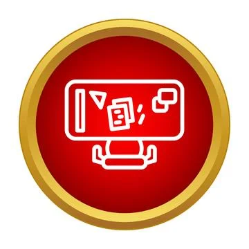 Computer monitor displaying data visualization and documents icon イラスト素材