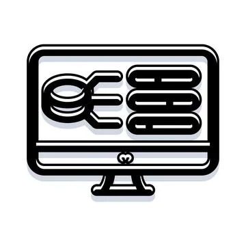 Computer monitor displaying database server data management system イラスト素材