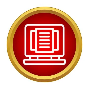 Computer monitor displaying document on screen icon Illustrazione stock