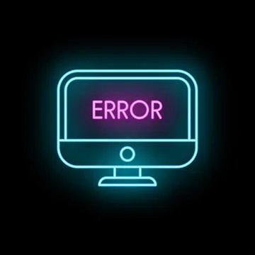 Computer monitor displaying error message neon sign Stock-Illustration