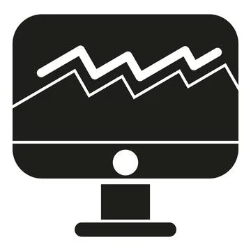 Computer monitor displaying financial data analysis icons Illustrazione stock