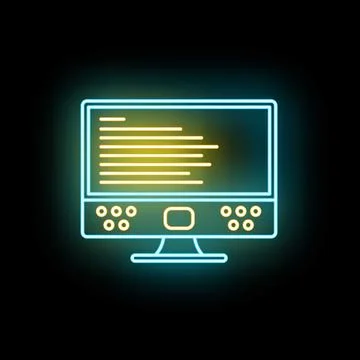 Computer monitor displaying lines of code with neon glow Stock-Illustration