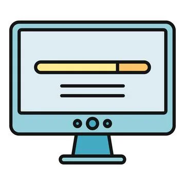 Computer monitor displaying loading progress bar icon Stock Illustration