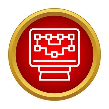 Computer monitor displaying network system diagram icon Ilustração Stock