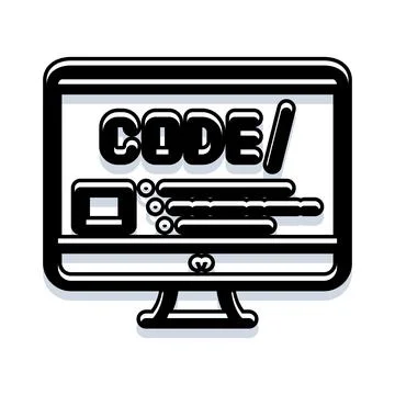 Computer monitor displaying program code for software development 库存插图