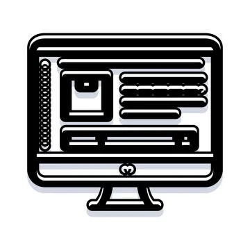 Computer monitor displaying screen interface and web content イラスト素材