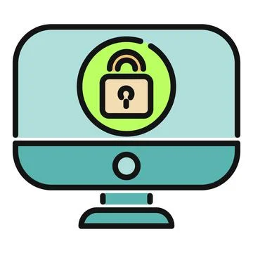 Computer monitor displaying a security lock icon Stockillustratie