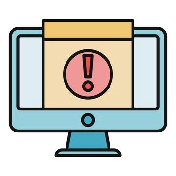 Computer monitor displaying system error warning alert icon Stock Illustration
