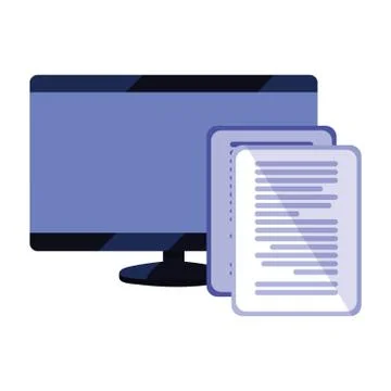 Computer monitor document data Stock Illustration