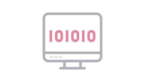 A computer monitor featuring binary code scrolling across the screen in a d.. Stock Footage 334778244