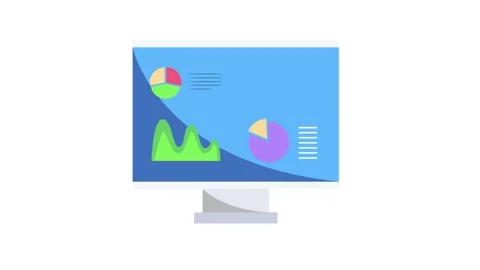 A computer monitor featuring multiple graphs and charts, illustrating data .. Stock Footage 332341200