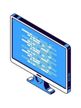 Computer monitor, flat tv isometric vector Stock Illustration