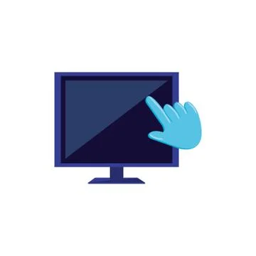 Computer monitor with hand pointer Illustrazione stock