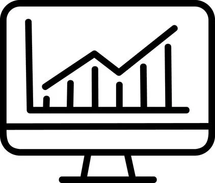 Computer monitor icon with analytics data graph Stock Illustration
